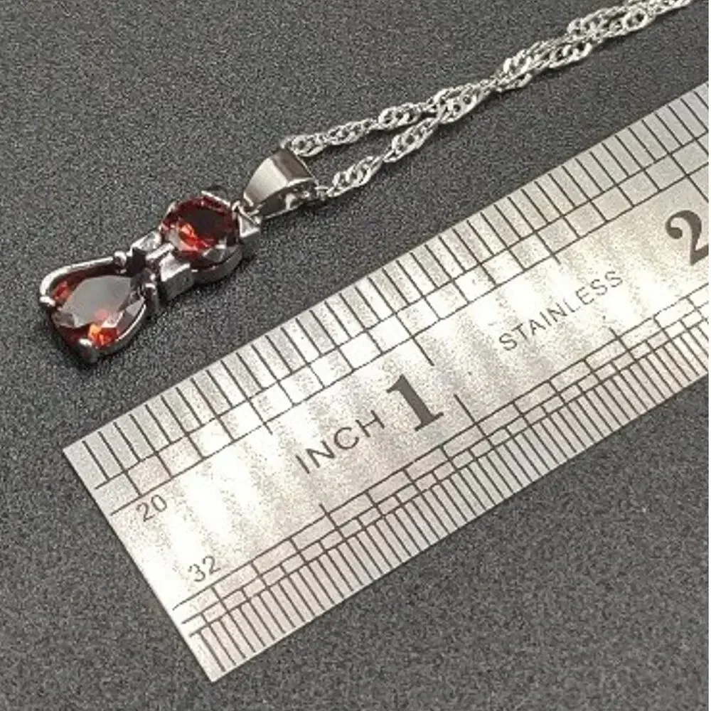 925 Silver Necklace CZ Red Ruby Cat Jewelry Women's Valentine's Birthday Gift